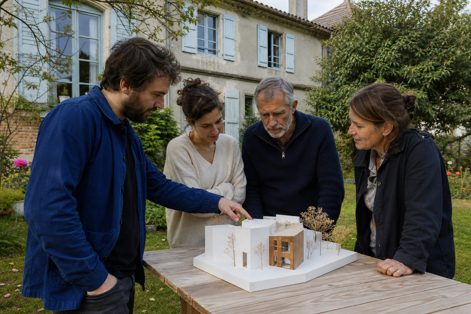 Équipe Brique Libre avec une maquette